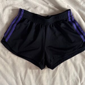 adidas Black and Purple Women's Athletic Shorts